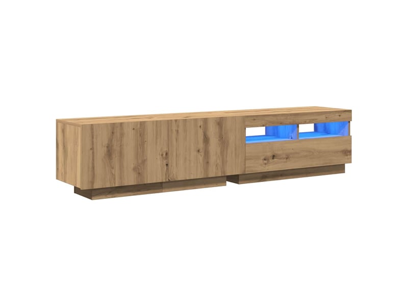  Meuble tv - banc tv - meuble de rangement avec lumières led chêne artisanal bois d'ingénierie  - Conforama C