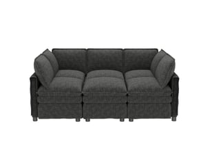 Canapé modulable xxl 6 places en tissu chenille gris avec pouf amovible