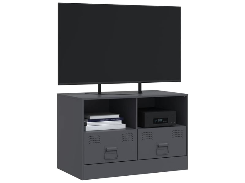  Meuble tv - banc tv - meuble de rangement anthracite 67x39x44 cm acier  - Conforama D