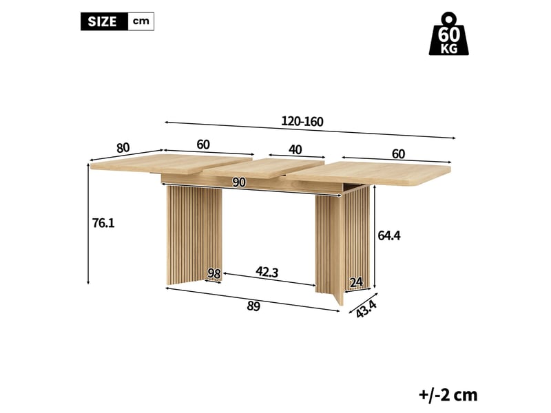  Ensemble table extensible 120-160 cm chêne clairnoyer + 6 chaises bois à assises pivotantes, coussin coton-lin bleu, pieds v rainurés  - Conforama C