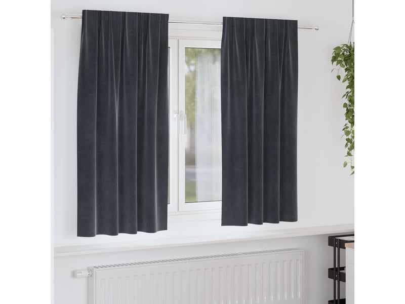  Lot de 2 rideaux, rideaux de fenêtre gris foncé 140 x 175 cm velours cf44062  - Conforama B