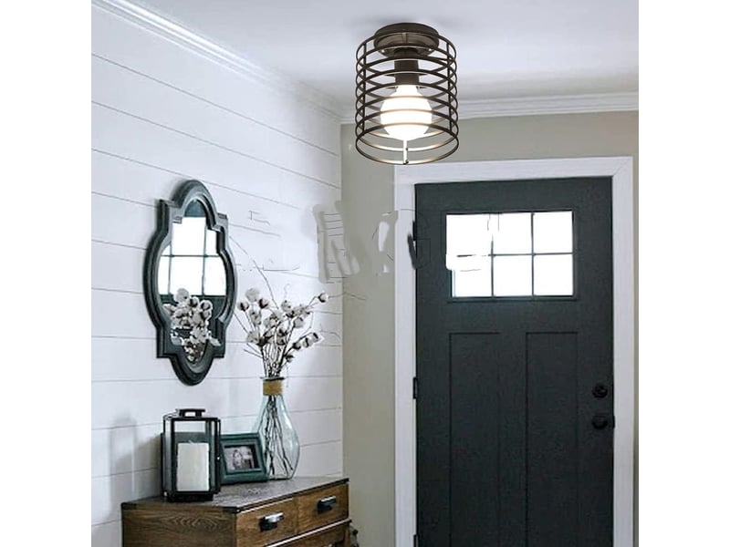  Plafonnier industrielle cage lustre suspension en métal fer luminaire  noir  - Conforama D