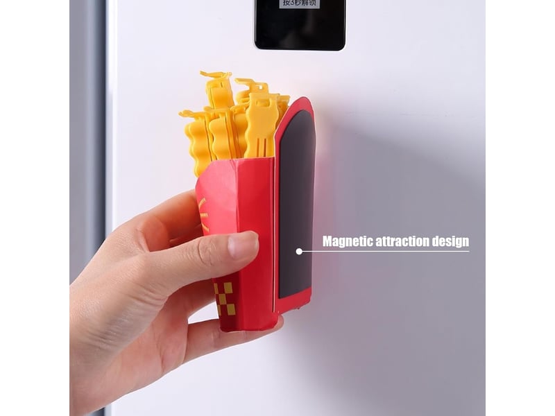 Lot de 12 pinces à frites mignonnes avec boîte de rangement magnétique - 10 x 1,4 cm - fixation magnétique puissante pour sacs de congélation - pour c GTR04889 - Conforama C