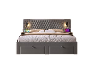 Lit coffre 160x200 cm    coloris gris
