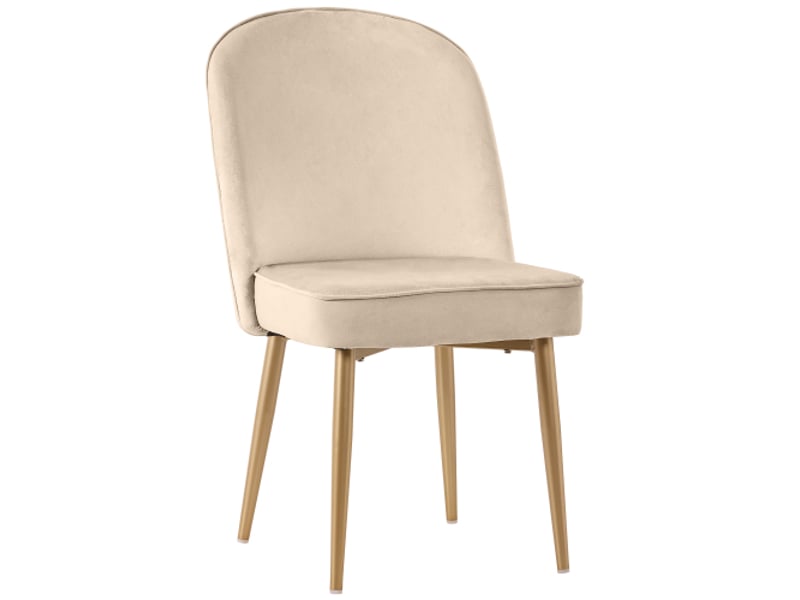  4 chaises velours beige à pieds dorés – chic, confortables et polyvalentes (salle à manger, bureau)  - Conforama A