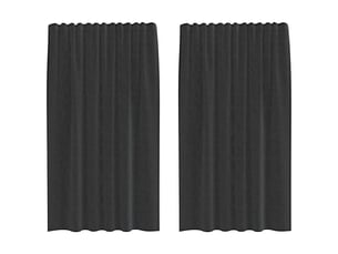 Lot de 2 rideaux en voile, voilages avec passe-tringles noir cf44475