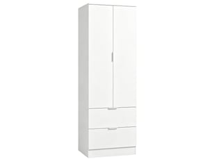 Armoire penderie 2 portes et 2 tiroirs blanc 60 x 47 x 180 cm