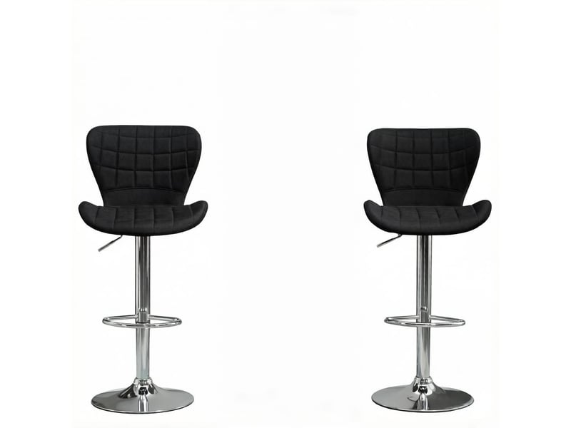  Tabourets de bar lot de 2 réglables et pivotants à 360° - lpospi - dossier ergonomique, lin noir  - Conforama A