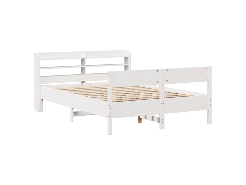  Lit double- lit adulte -  cadre de lit sans matelas blanc 140x190 cm bois de pin massif  - Conforama B