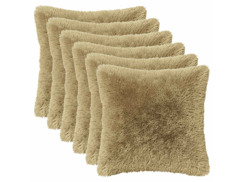  Lot de 2 coussins avec oreiller, coussins décoratifs heerlen gris clair fleece pv cf50457  - Conforama A