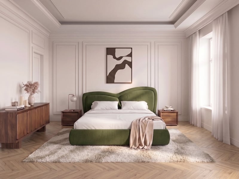  Bobochic lit bas daniela tissu velours lisse vert 140x190 DANIELA - Conforama B