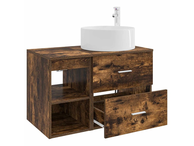 Ensemble de mobilier de salle de bain 2 pcs chêne fumé shl8997 - Conforama D