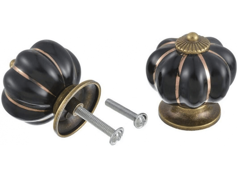  (noir) lot de 10 boutons de porte vintage en céramique en forme de citrouille, boutons de tiroir d'armoire simples  - Conforama E