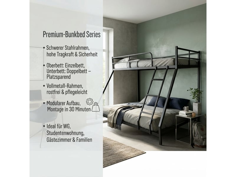  Cadre de lit 80x190 cm, structure de lit, structure gain de place en métal noir  - Conforama E