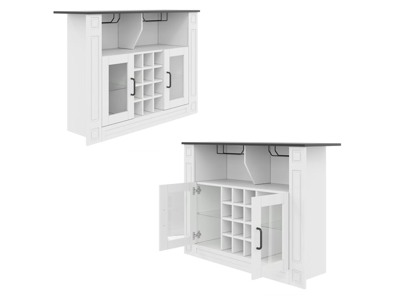 Vitrine 120 x 35 x 84 cm éclairage led meuble de rangement porte-verres à vin râteliers à vin amovibles espace bar à café rangement boissons style moderne rangement bouteilles de vin - Conforama A