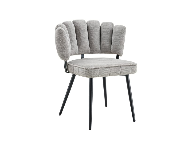  Lot de 2 chaises de salle à manger avec dossier en éventail  - velours structuré gris clair  - Conforama A