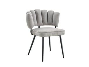 Lot de 2 chaises de salle à manger avec dossier en éventail  - velours structuré gris clair