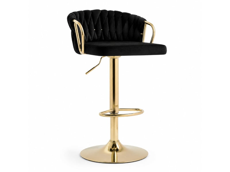  Tabouret de bar réglable,49,5x77-98x50,5 cm,pivotant,velours,noir  - Conforama A