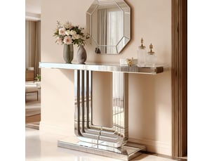 Table basse rectangulaire coloris argenté DESMIU - 30 cmx120 cm