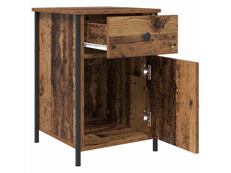  Table de chevet - cabinet de chevet - table de nuit 2 pc bois ancien 40 x 42 x 60 cm  - Conforama E