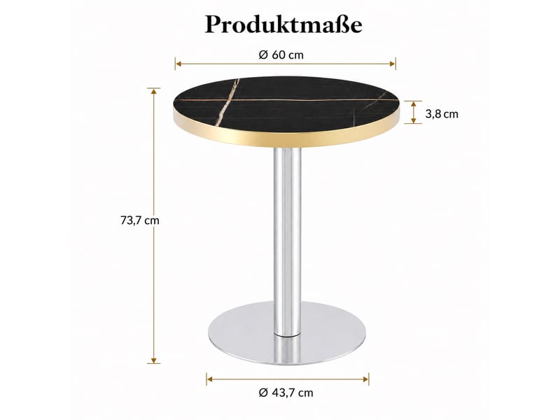  Table basse ronde, avec base stable et plateau effet marbre, salon, mdf, noir, 75×71×23 cm  - Conforama D