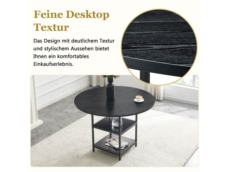  Table à manger rond 107×107×75 cm, mdf et métal, noir Fay Lum - Conforama E