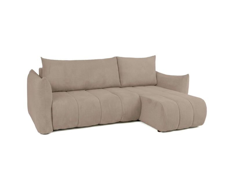  Canapé d'angle lysia mini réversible et convertible en velours côtelé - taupe LYSIA - Conforama E