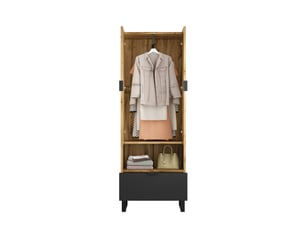 Armoire d’entrée avec penderie, étagères réglables et tiroir - pieds métal, panneaux de particules, naturel