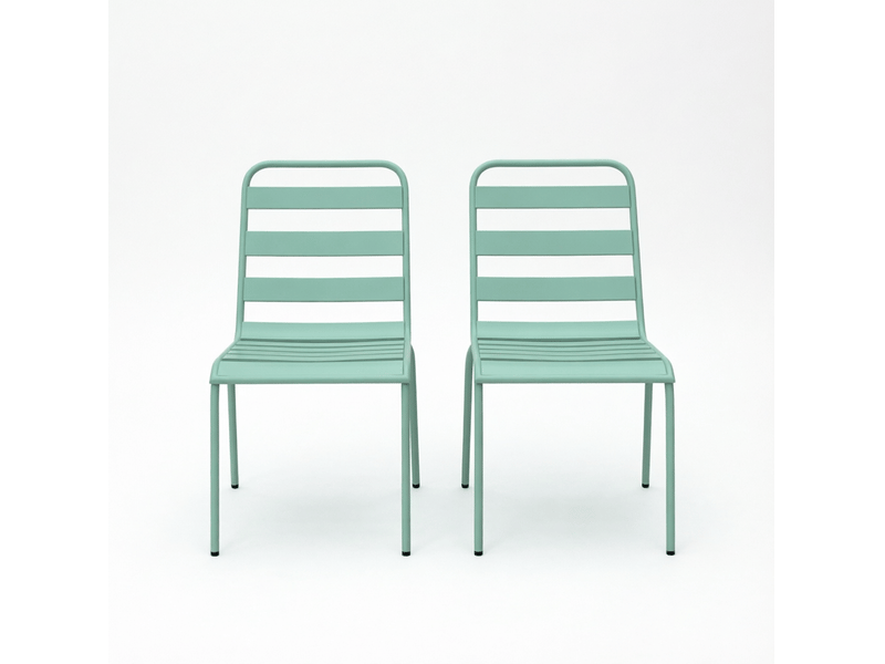 Lot de 2 chaises de jardin empilables en acier vertes 46 x 58 x 78 cm - Conforama A