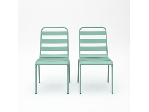 Lot de 2 chaises de jardin empilables en acier vertes 46 x 58 x 78 cm
