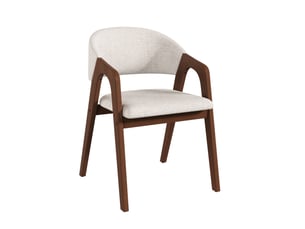 Chaise de salle à manger en bois massif, tissu lin, confortable et respirante, style moderne, salle à manger, salon, café, noyer et beige avoine