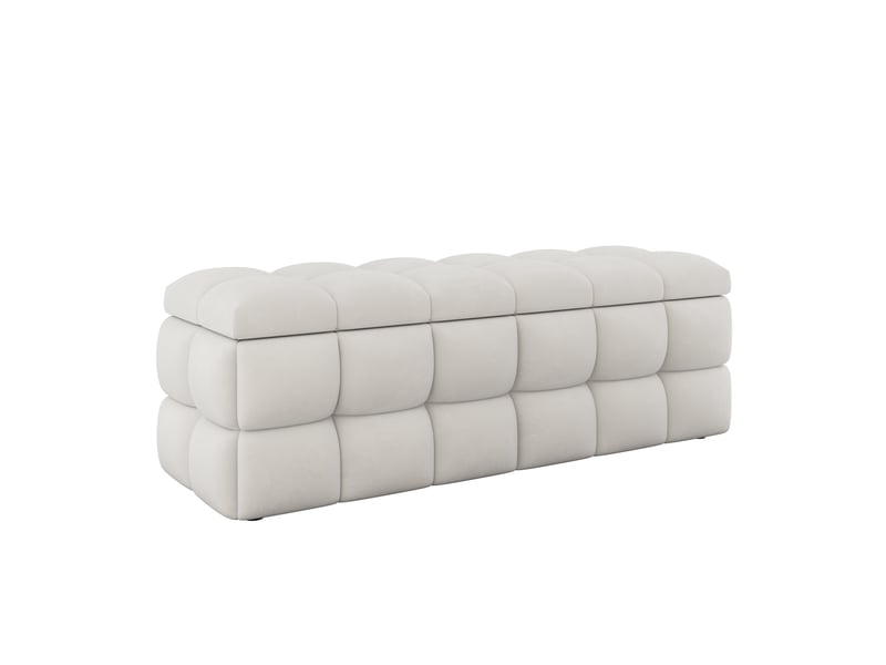  Banc coffre 120x40x40 cm beige clair rembourré avec grand espace de rangement  - Conforama A