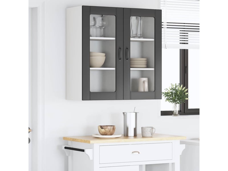  Meuble mural de cuisine, cabinet en verre mural 2 pcs noir bois d'ingénierie shl907  - Conforama D