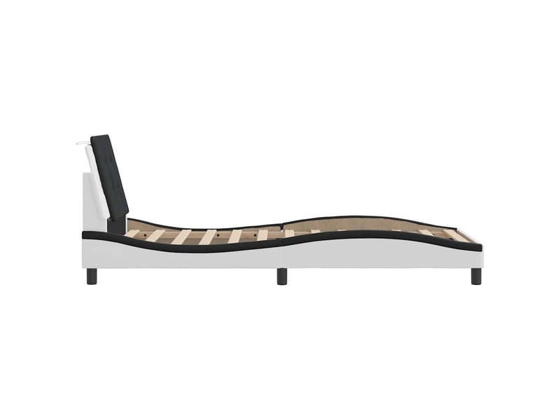 Lit simple- lit adulte - cadre de lit sans matelas zadar blanc et noir 80x200 cm similicuir - Conforama D