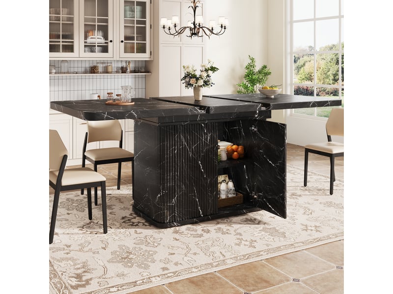  Table extensible effet marbre noir avec rangement, 140 à 180 cm Fay Lum - Conforama D