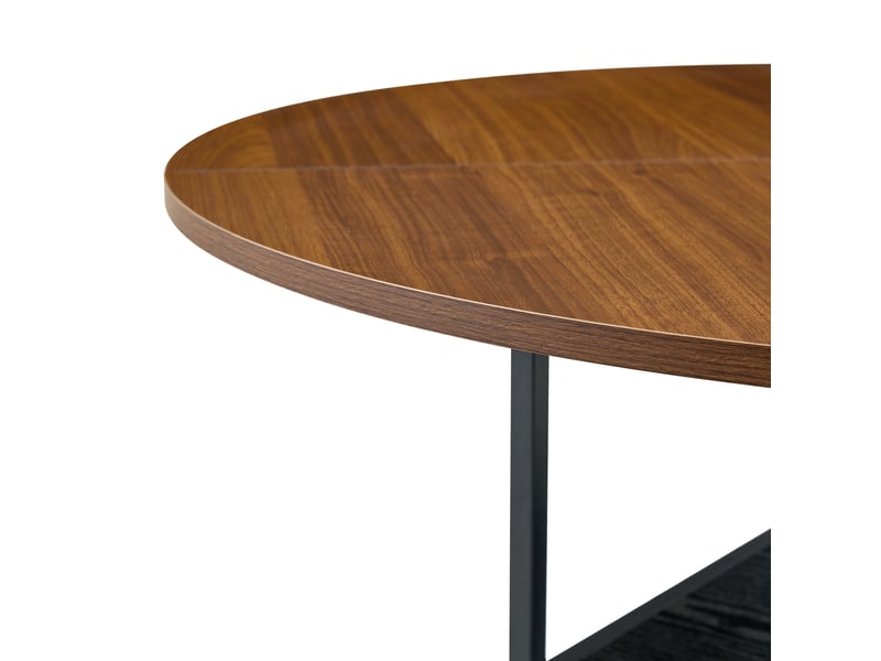  Table à manger rond 107×107×75 cm, mdf et métal, noir et noyer Fay Lum - Conforama D