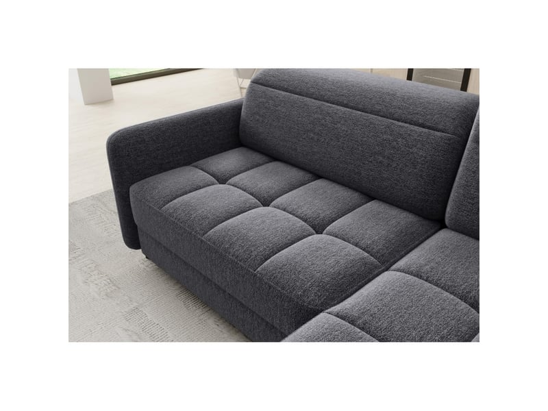  Canapé d'angle droit convertible barnea 208 cm gris foncé en tissu chenille avec rangement  - Conforama D