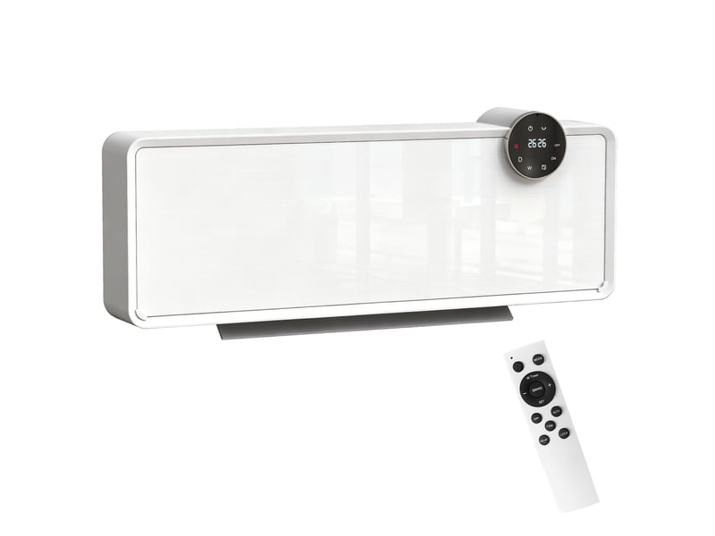  Radiateur électrique mural avec boîtier en céramique, 2000 w, 3 modes de fonctionnement, température réglable, minuterie et télécommande, blanc  - Conforama B