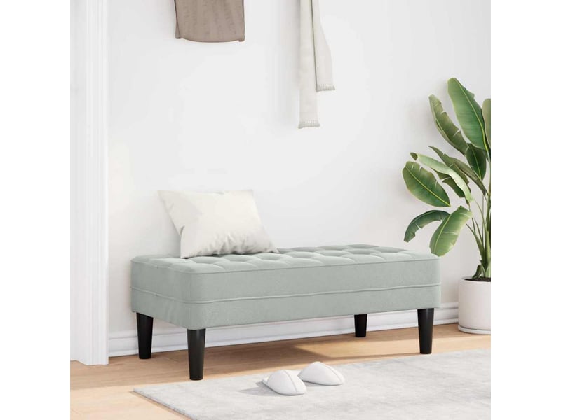 Banc chambre, banc de lit gris clair 113x57x39 cm velours - Conforama B