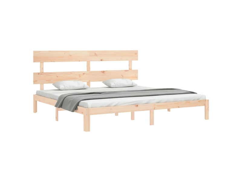  Lit double- lit adulte -  cadre de lit sans matelas 200x200 cm bois massif de pin  - Conforama C
