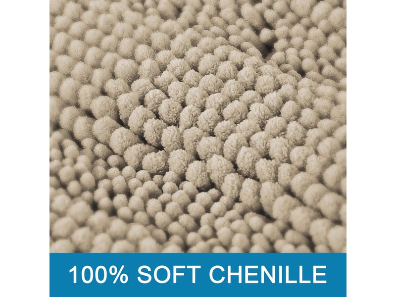  Tapis de bain blanc 43 x 61 cm + 51 x 81 cm, lot de 2, en chenille extra épaisse antidérapante  - Conforama B