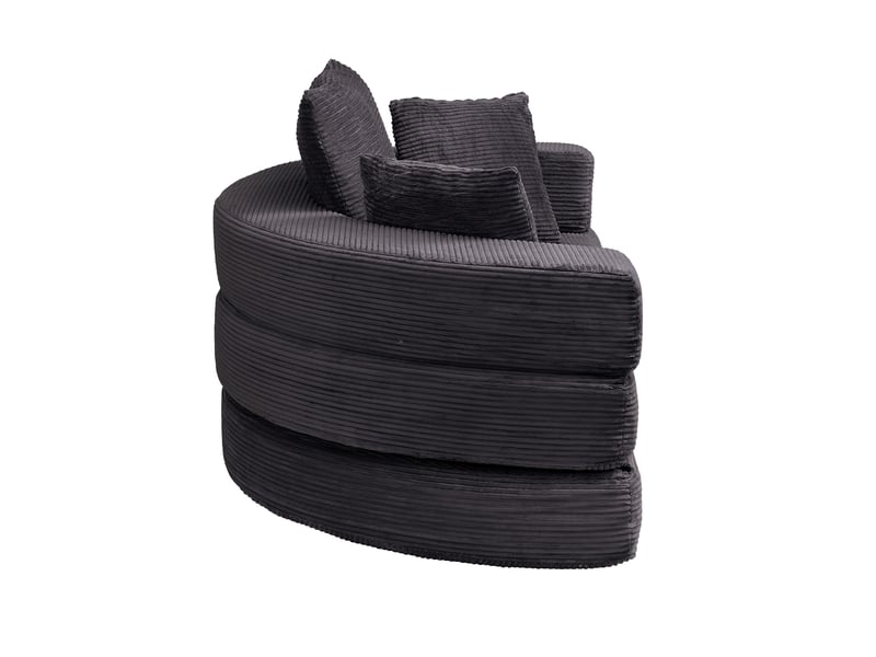 Canapé-lit pliable corda, noir, modulable, ovale 173x176 cm, coussins, tissu velours côtelé, multifonctionnel - Conforama D
