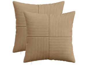 Lot de 2 housses de coussin almelo marron 45 x 45 cm velours côtelé cf49399