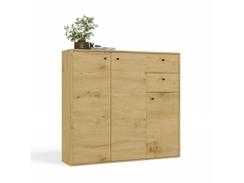  Fran - commode - 3 portes, 2 tiroirs - 120x110x30 cm - chêne artisan  - Conforama A