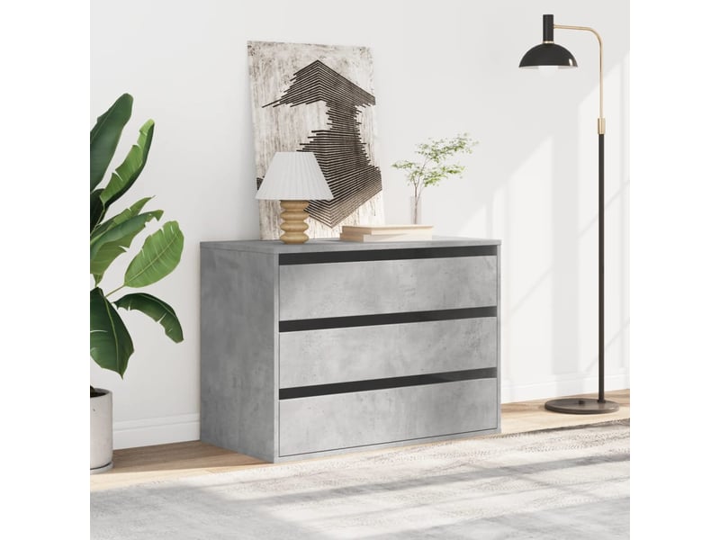  Commode chambre adulte, commode d'angle gris béton 80x41x58 cm bois d'ingénierie  - Conforama C