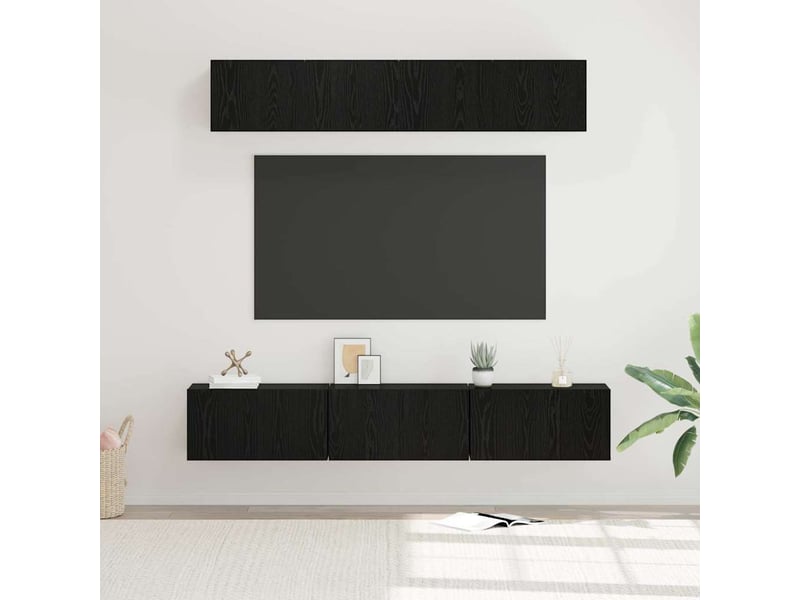  Ensemble meuble tv - banc tv - meuble de rangement 5 pcs chêne noir bois d'ingénierie  - Conforama B