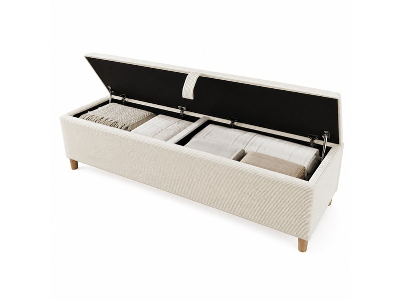 Lit double 160x200 avec banc de rangement, led et matelas evryae - Conforama A
