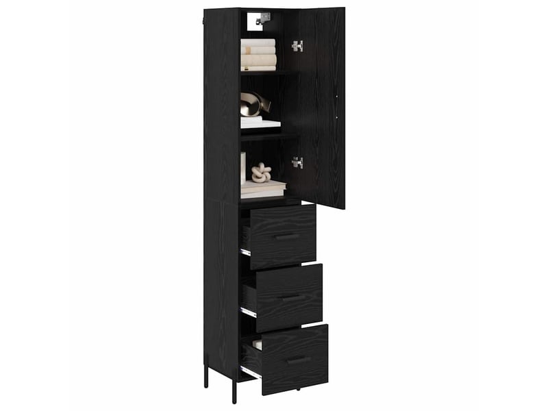  Buffet - haut armoire chêne noir 34,5 x 34 x 180 cm bois d'ingénierie  - Conforama C