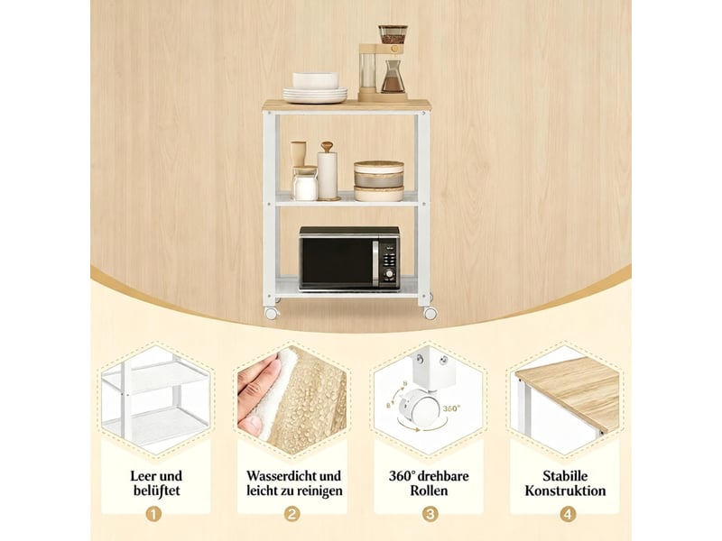  Desserte de cuisine compacte, chariot roulant gain de place, meuble de service mobile  - Conforama B