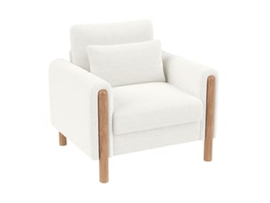 Fauteuil lounge 1 place en tissu bouclette blanc, coussin amovible et assise épaisse pour votre intérieur